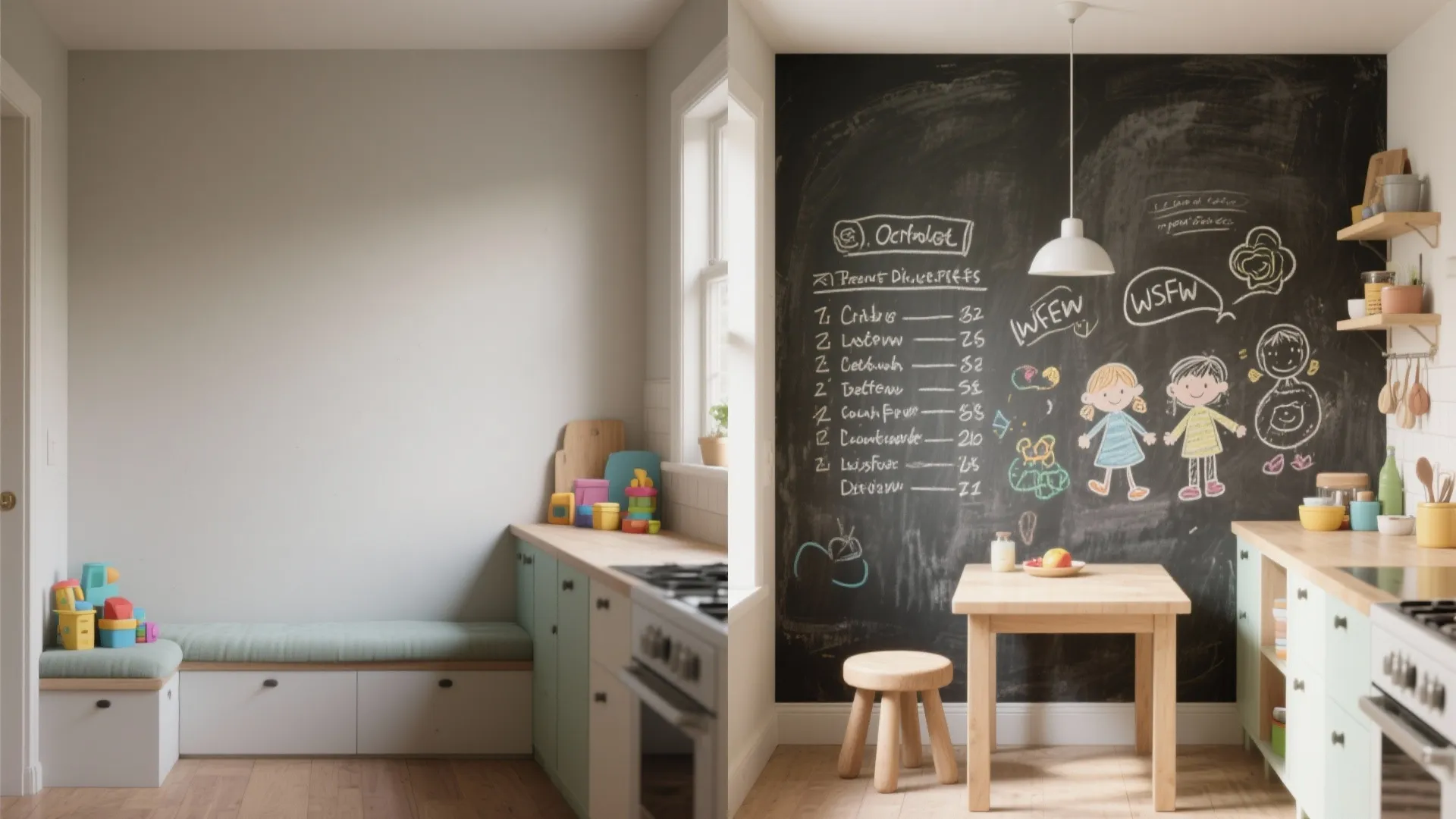 4. Chalk finish for casual, writable zones