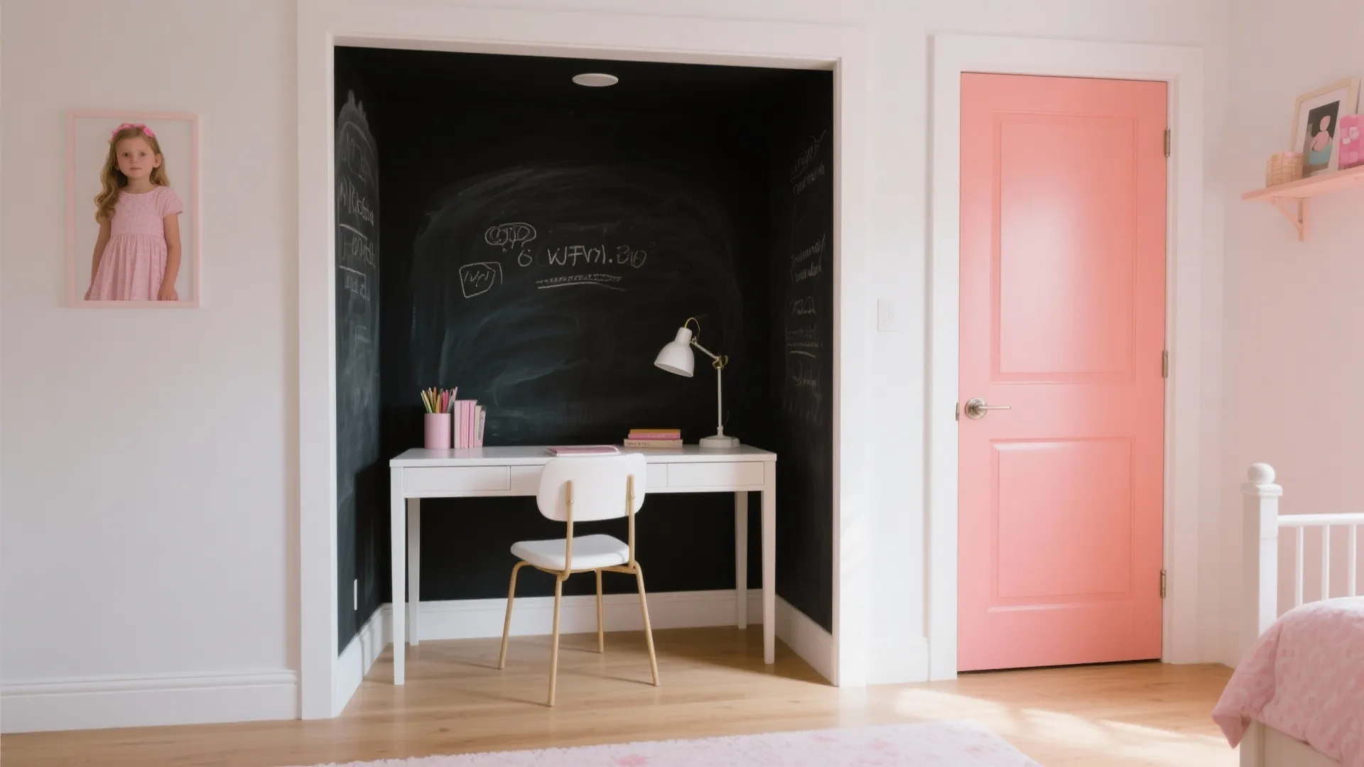 Playful Chalkboard Nook with a Color Pop Door