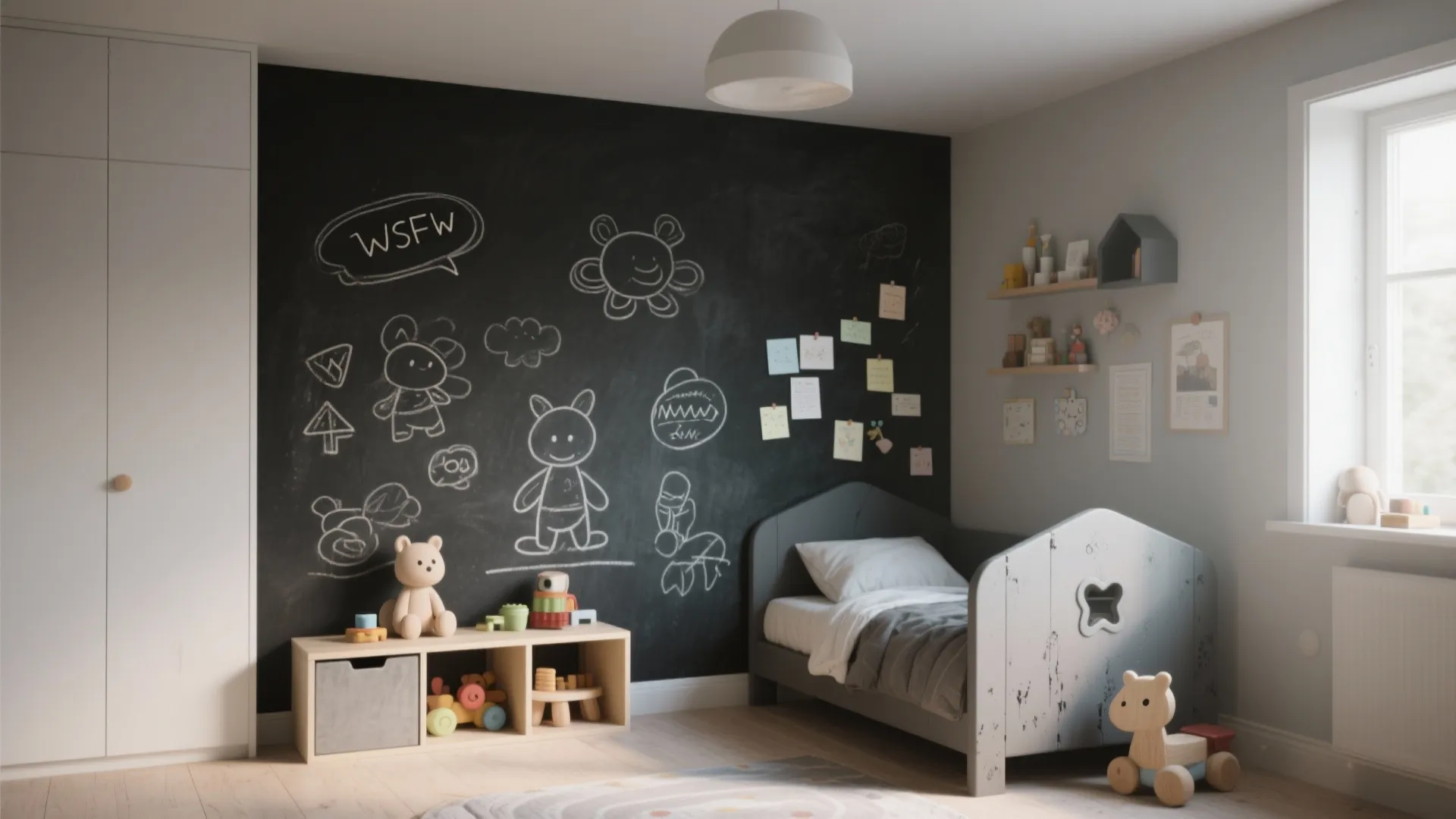 4. Chalkboard or matte panel for functionality