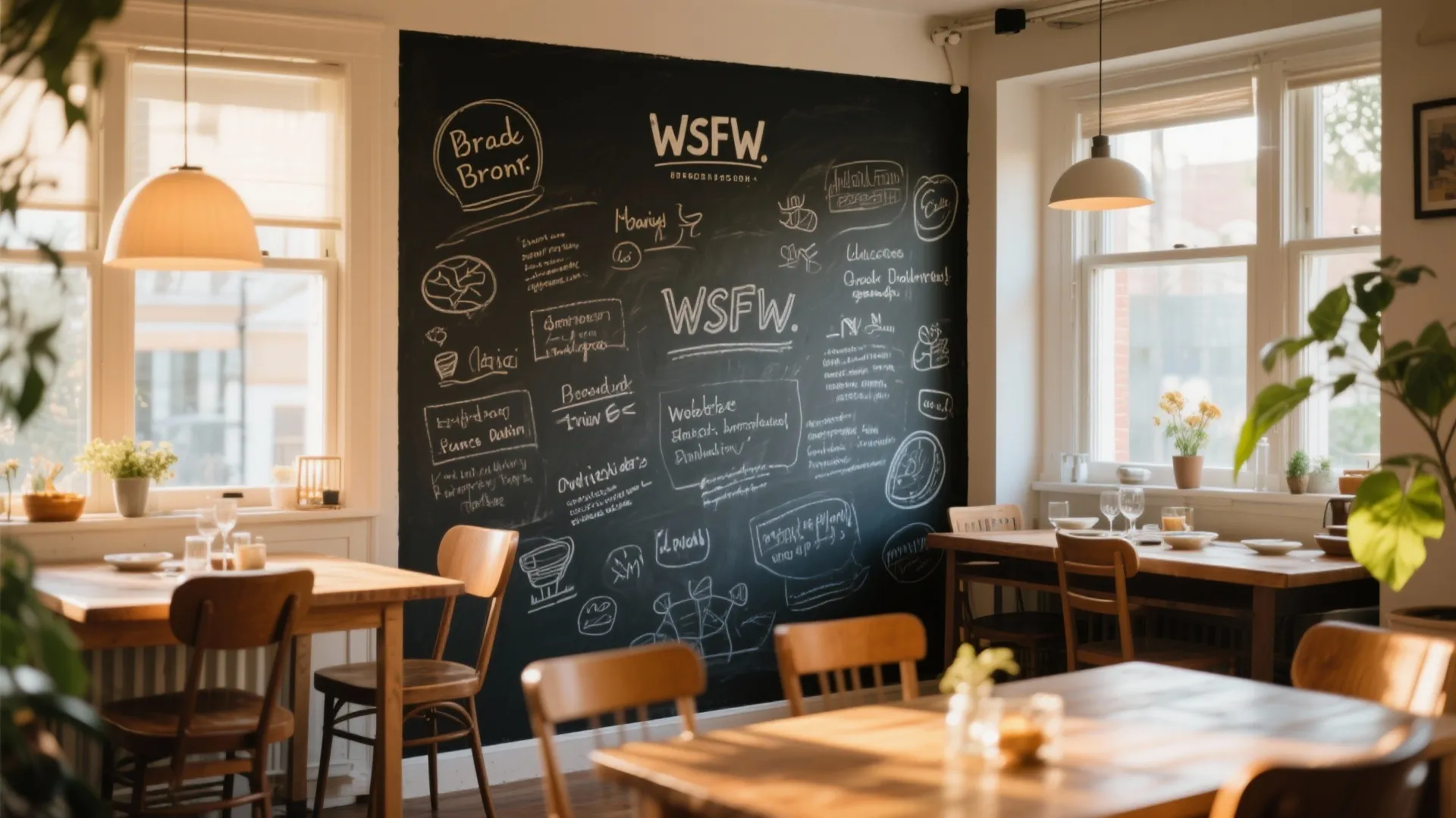 Dining room wall section painted with chalkboard and decorated with notes