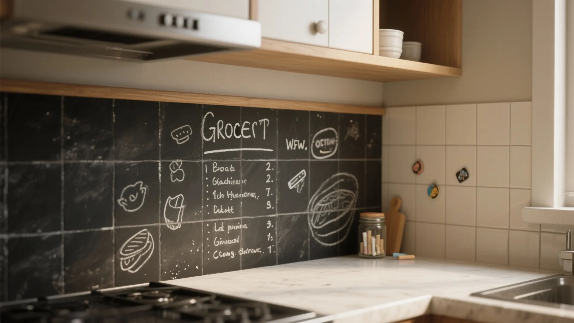 3. Chalkboard Painted Accent Tiles