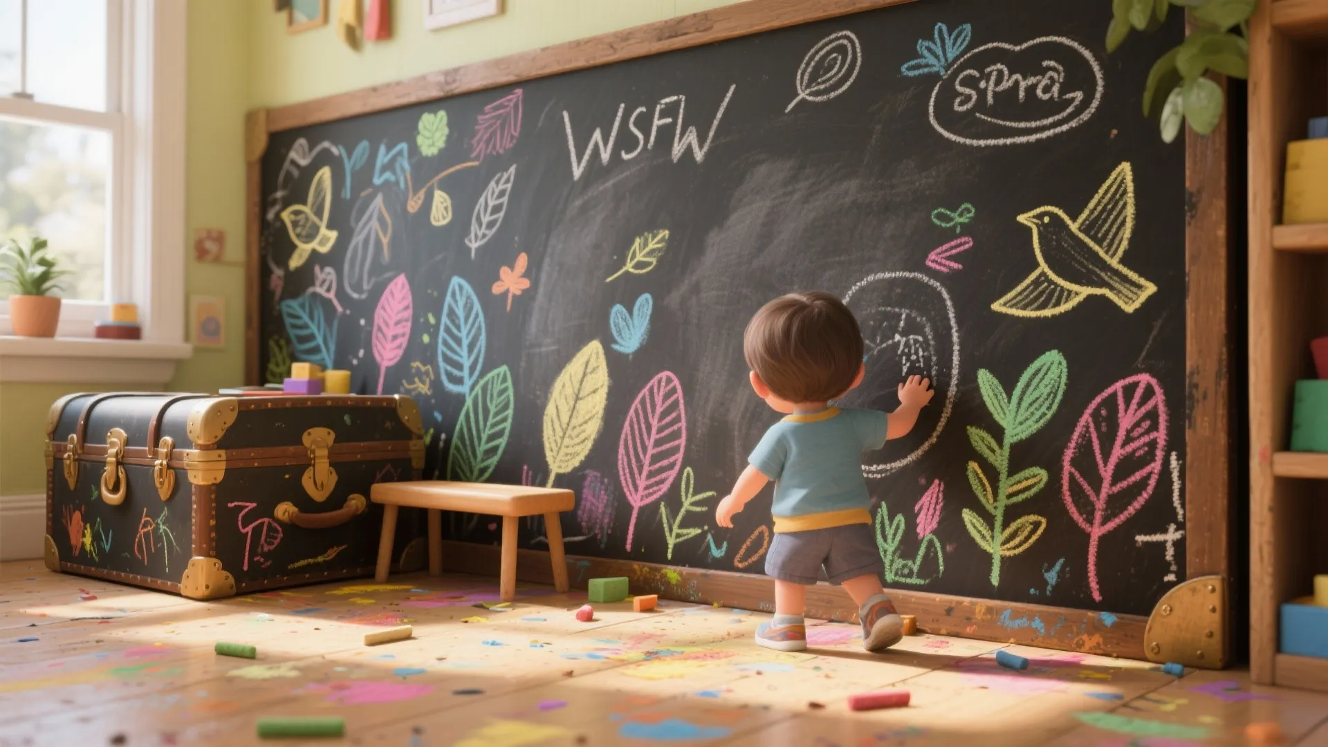 4. Chalkboard Trunk for Kids' Creativity