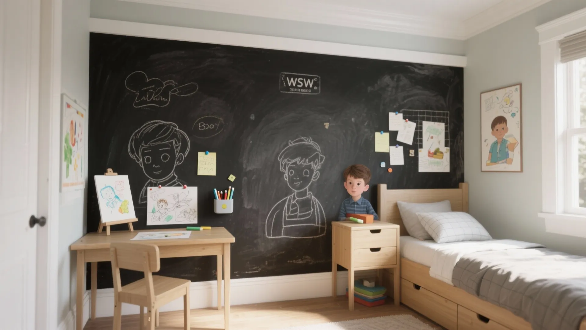 Chalkboard and Magnetic Paint Wall