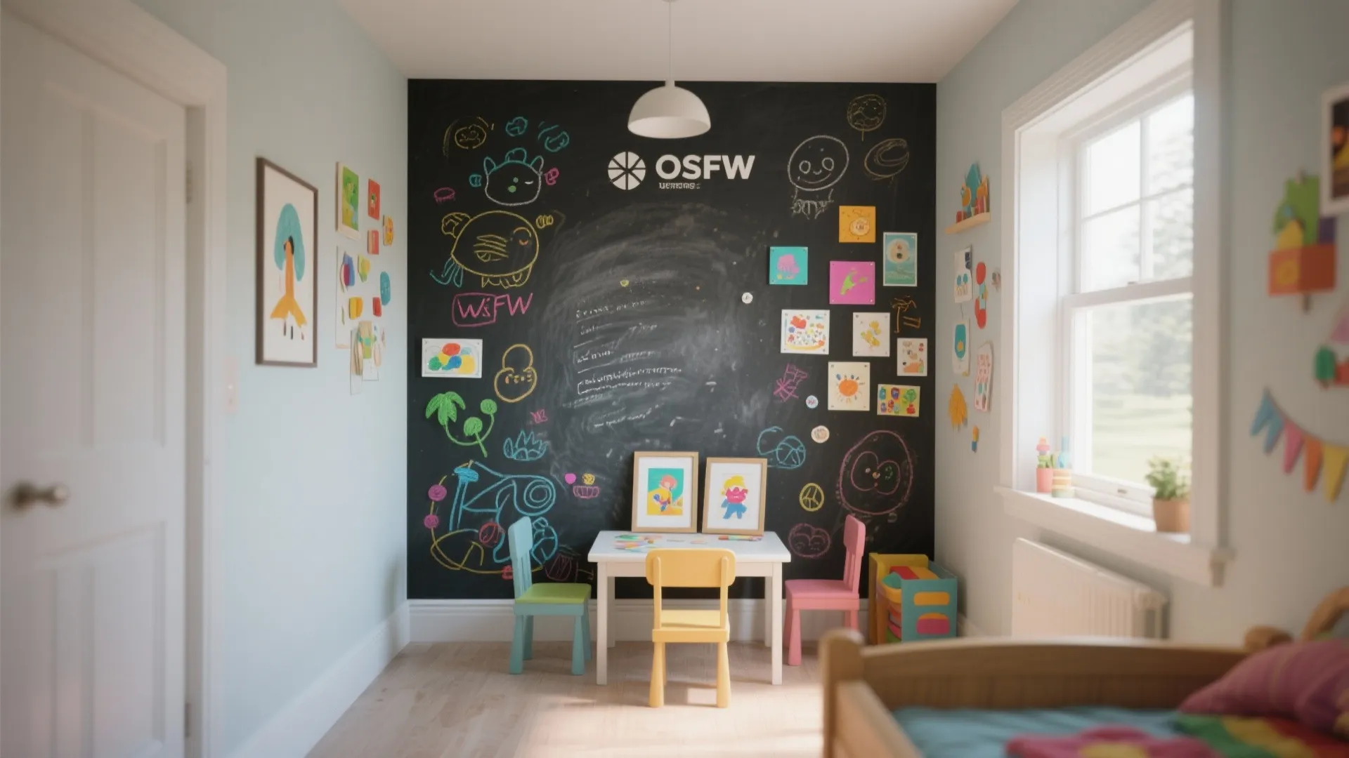 Chalkboard or magnetic feature wall