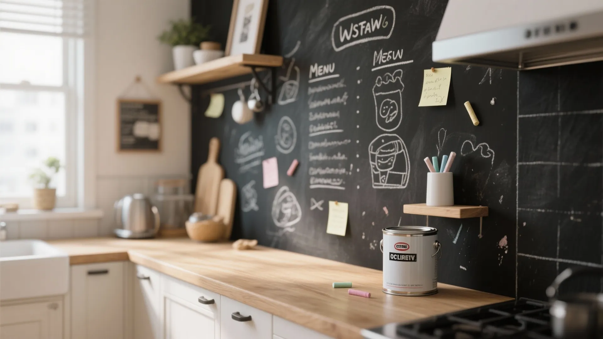 2. Chalkboard or Writable Black Wall