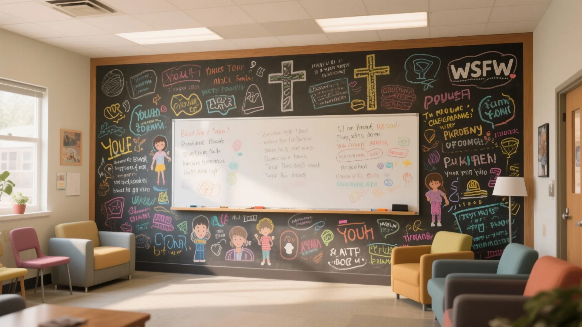 1. Interactive Chalkboard or Whiteboard Walls