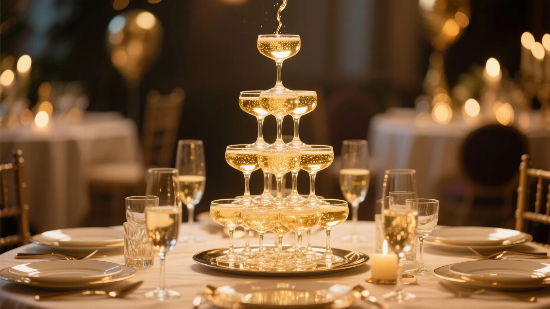 2. Champagne Tower Centerpiece
