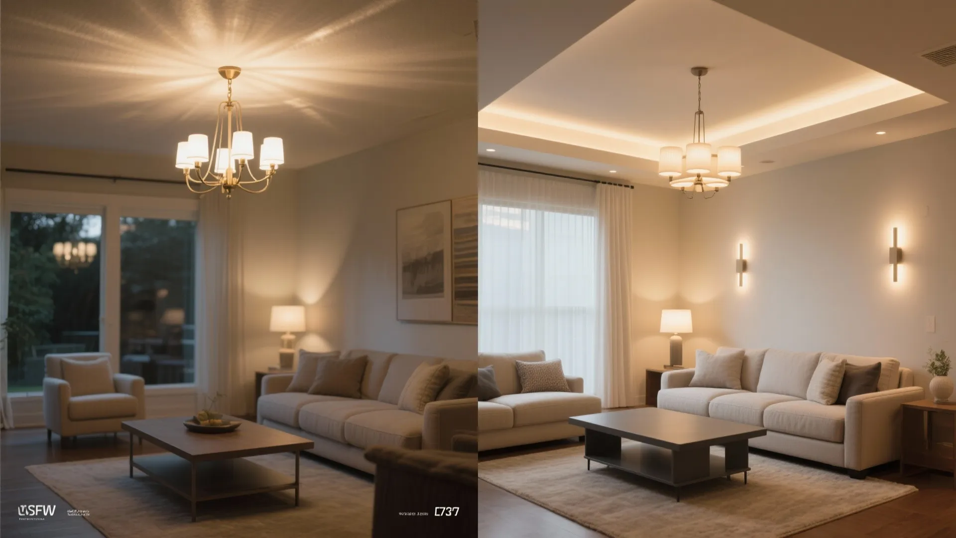 Statement chandelier with layered support lights