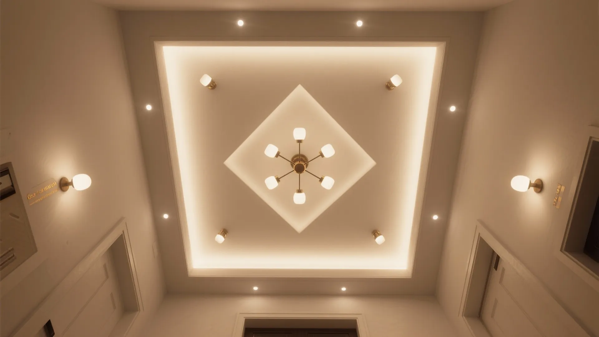 Layered Centerpiece: Chandelier + Downlights