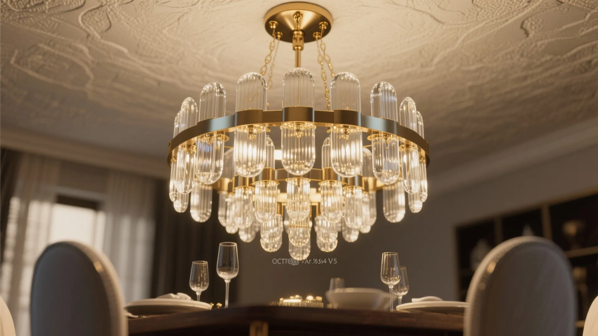 4. Statement chandelier with scaled proportions