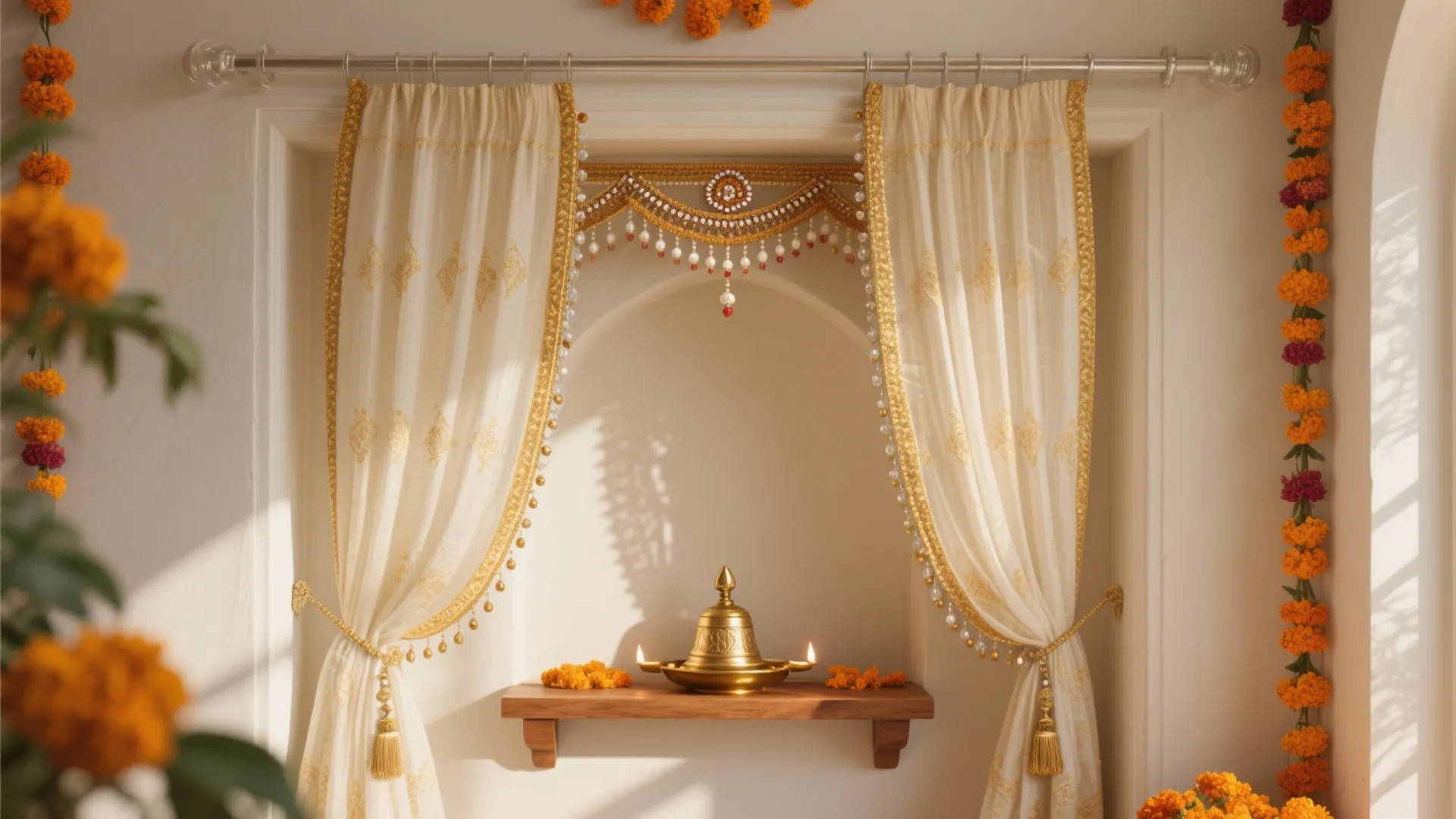 Idea 3: Chanderi Panels With a Toran Valance