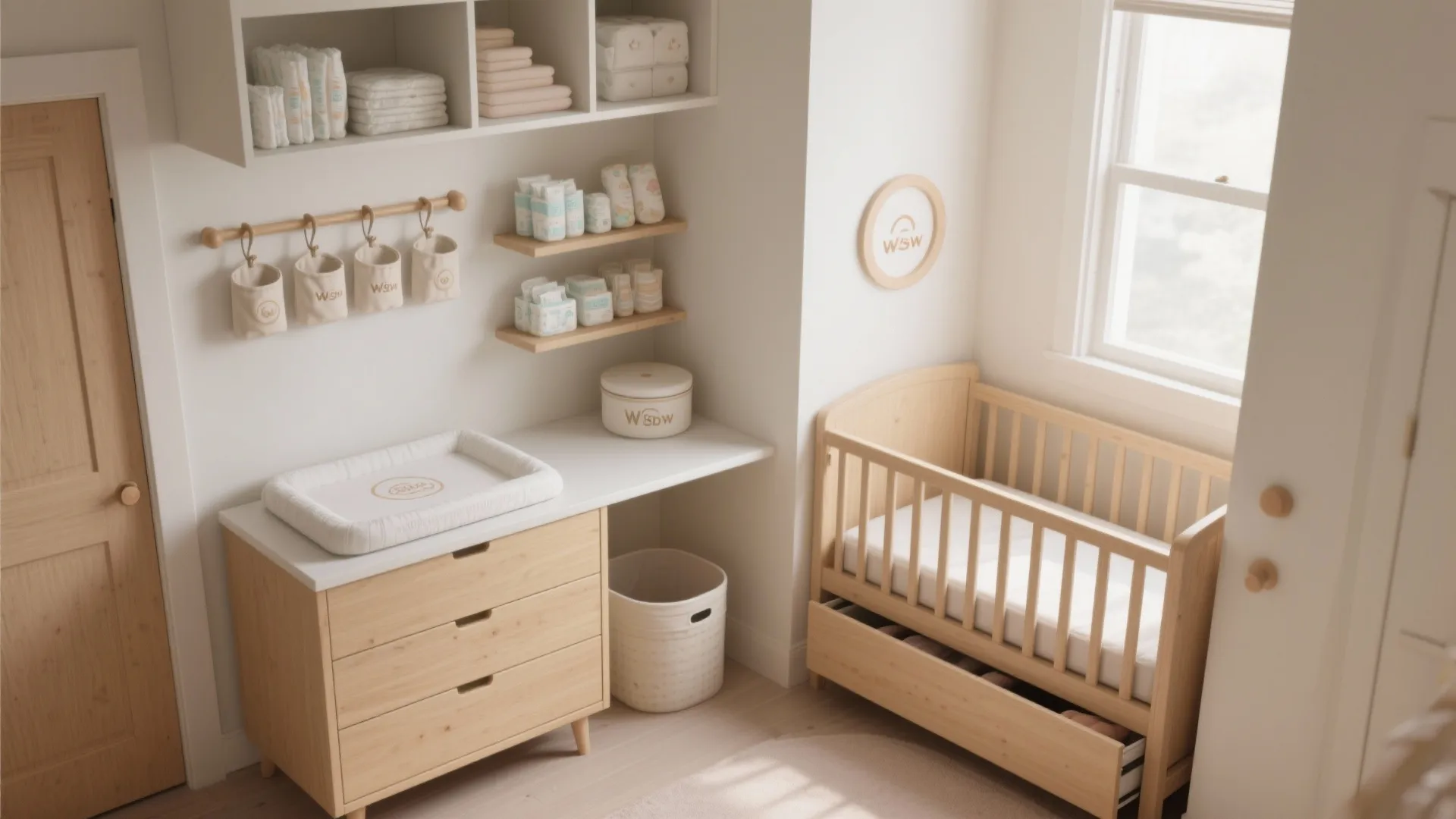 Concealed Storage and a Calm Diapering Station