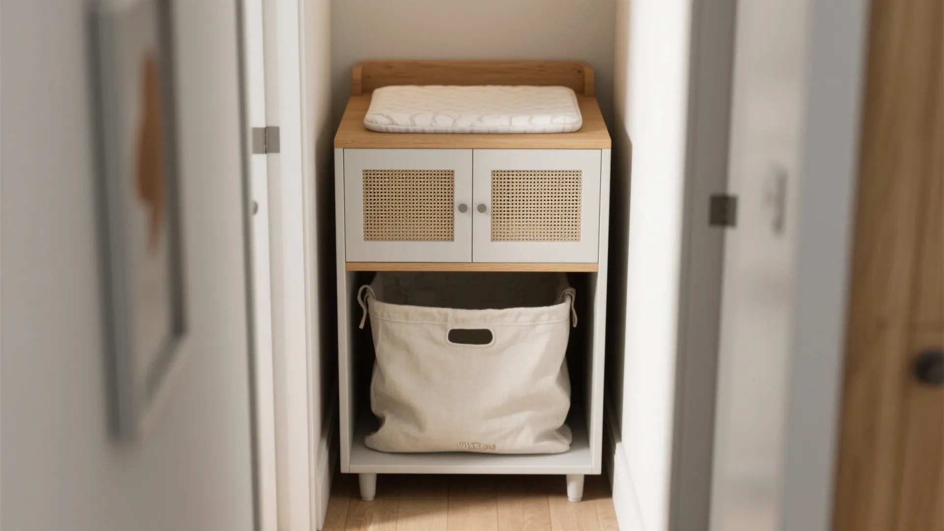 Convertible changing + laundry station