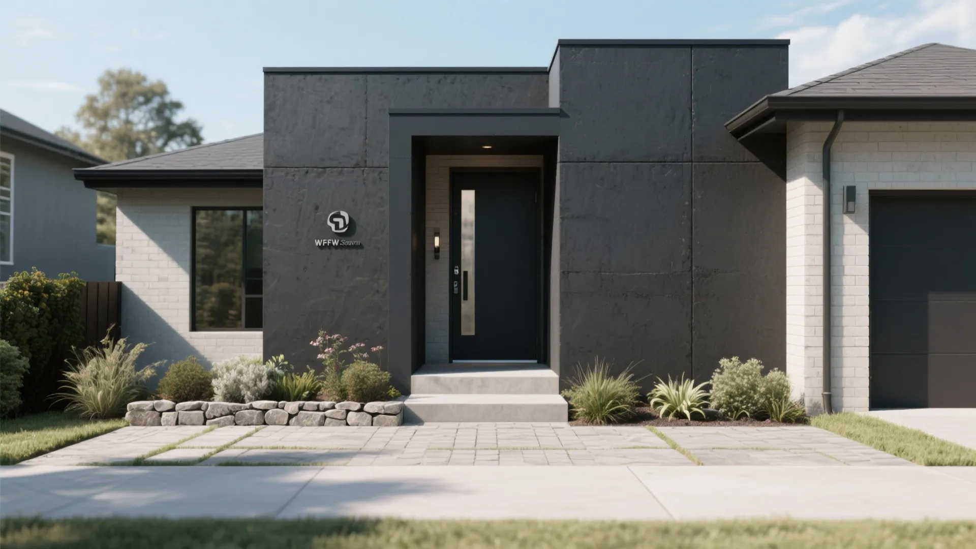 1. High-contrast accent wall for curb appeal