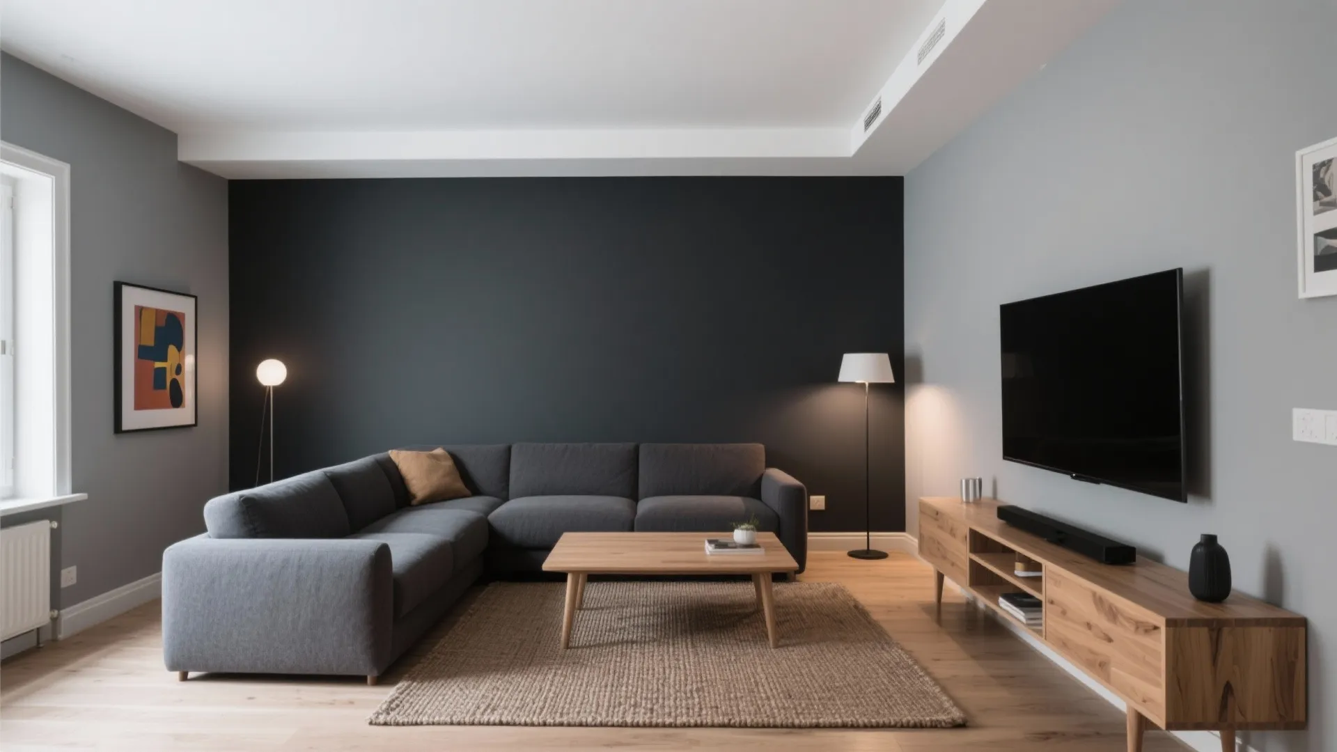 3) Deep Charcoal Accent Wall for Drama