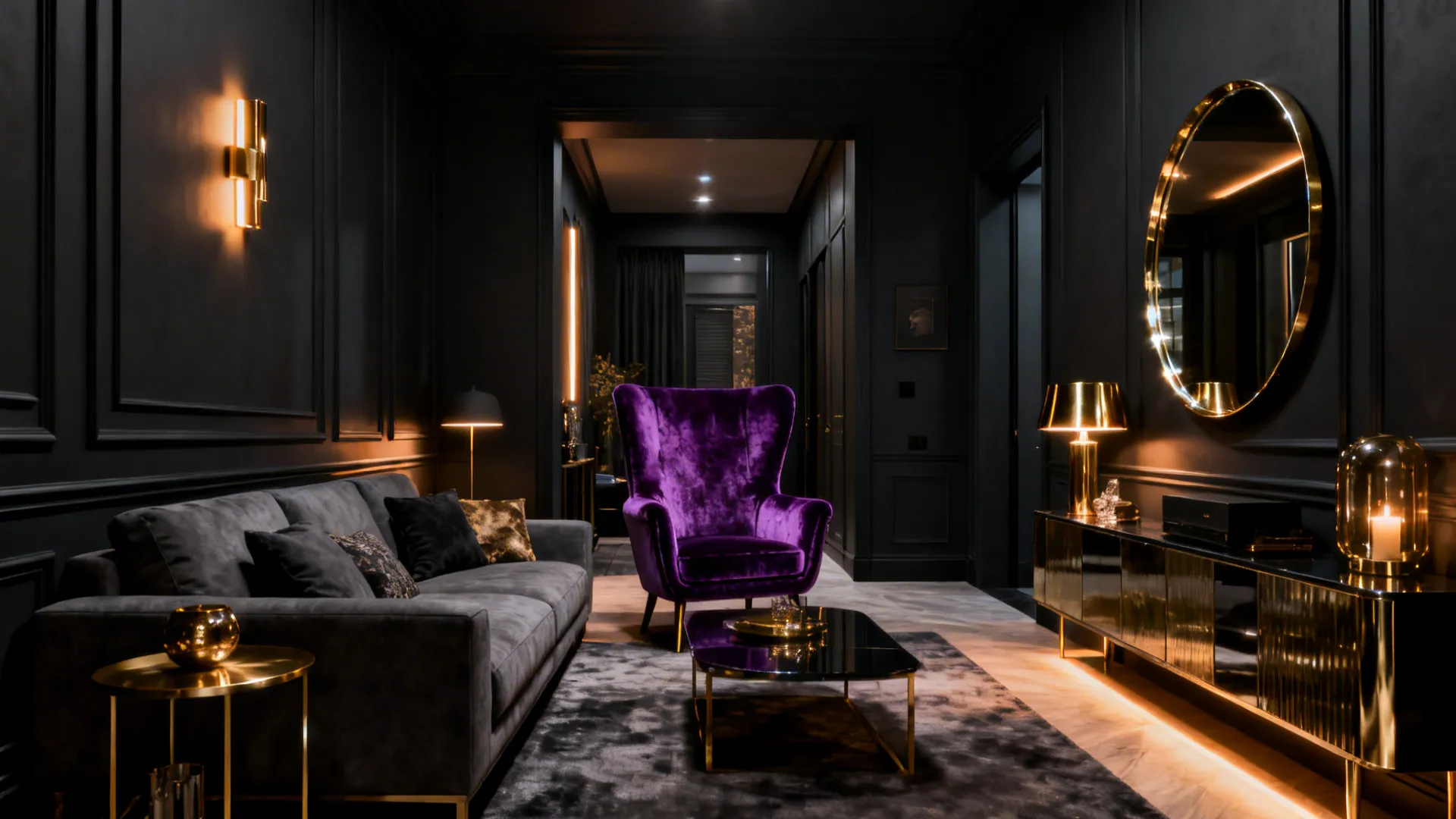 2. Deep Charcoal with Jewel-Toned Purple