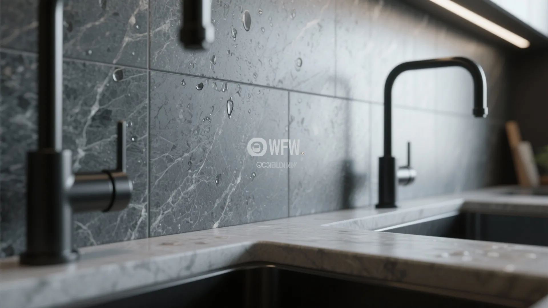 2. Granite backsplash as a focal accent