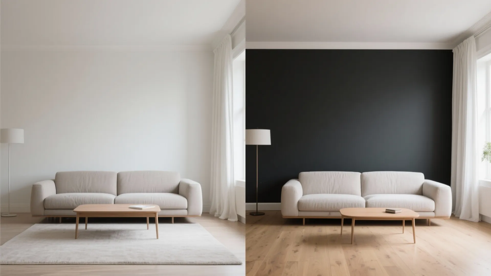 Charcoal Accent Wall with Light Floors