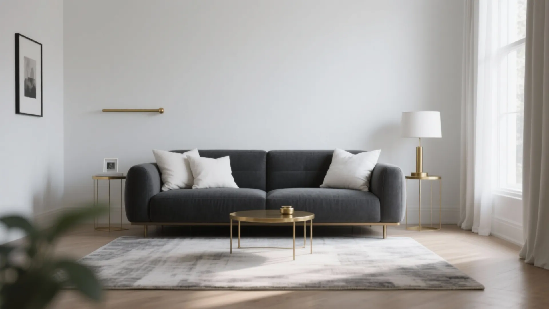 Charcoal + White + Brass Triad