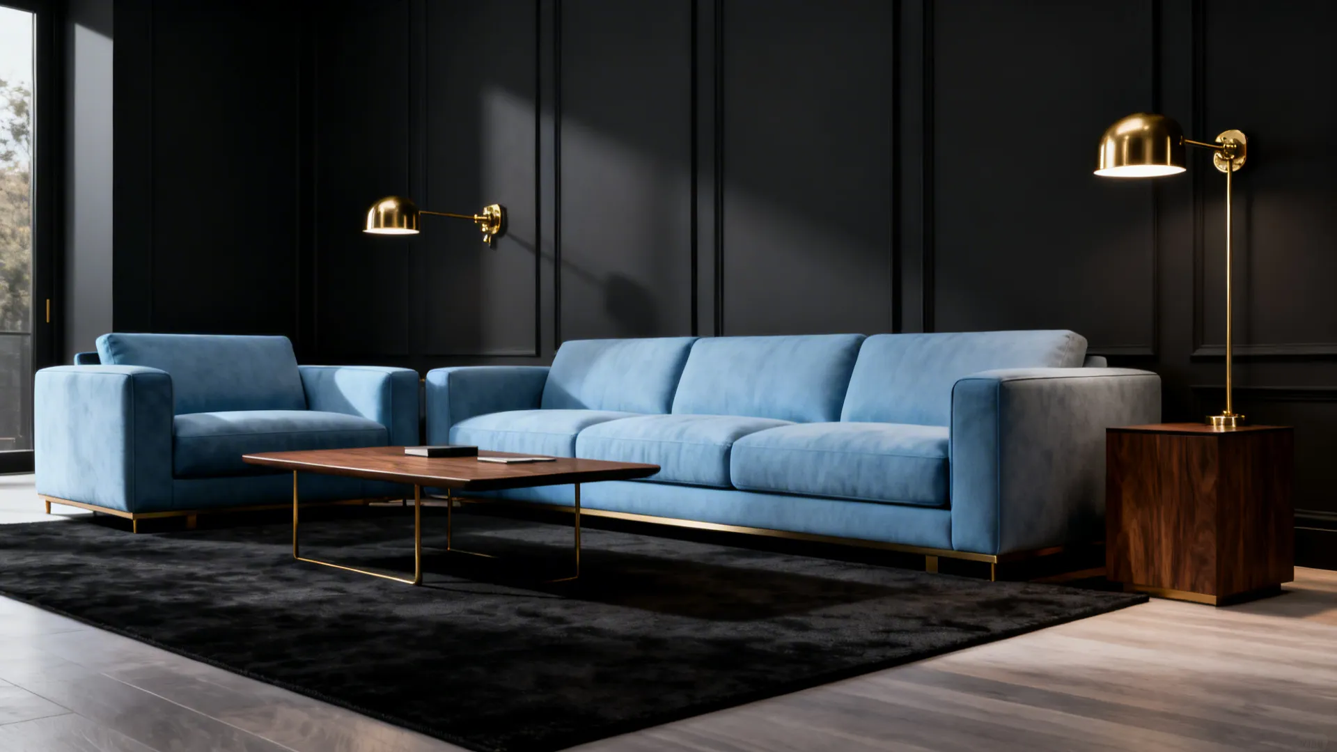 2. Modern Contrast with Charcoal and Brass