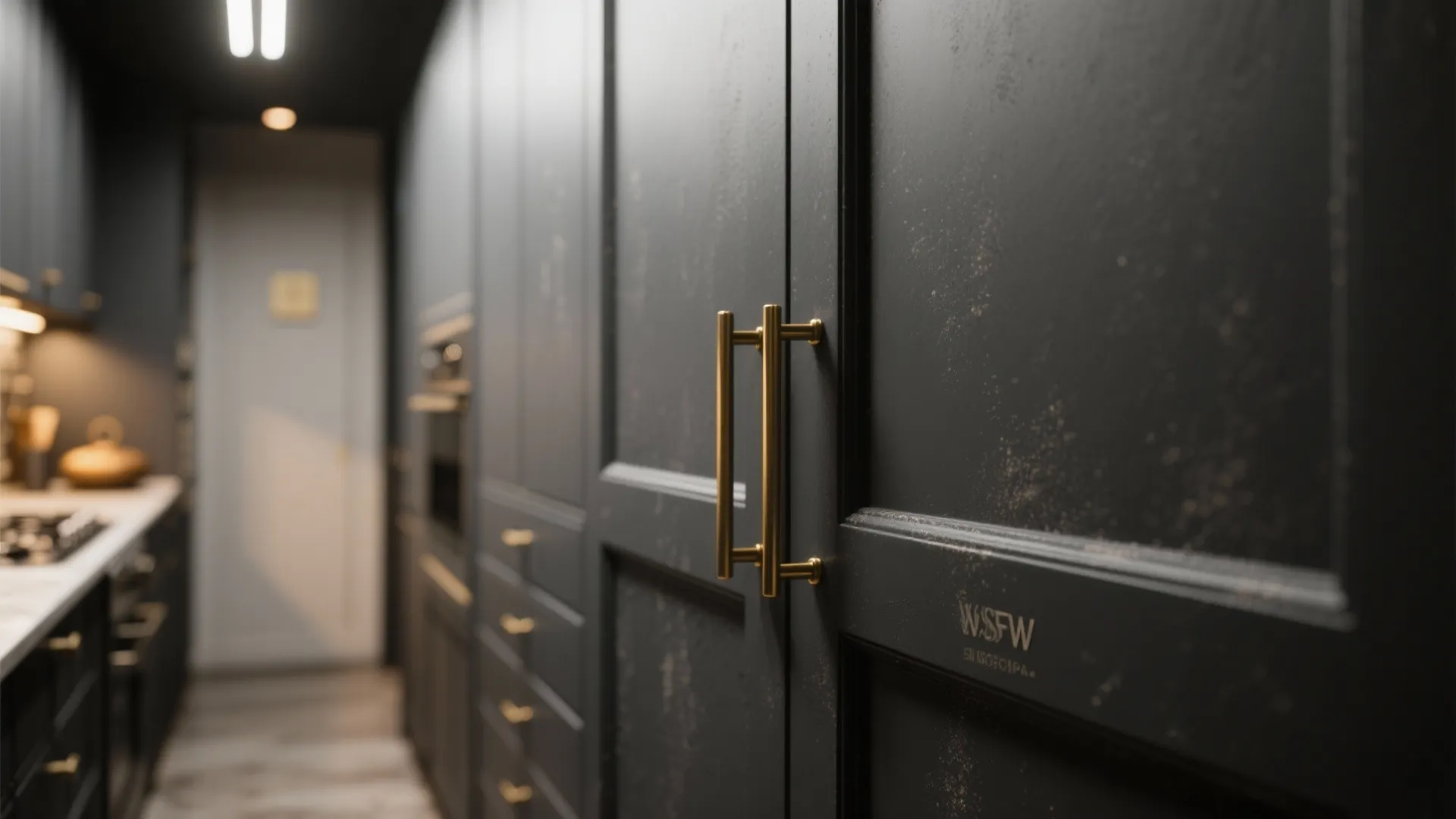 2. Matte Charcoal with Brass Hardware