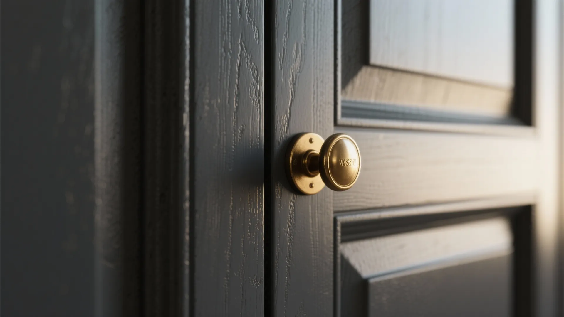 2. Matte charcoal shaker paired with brass hardware
