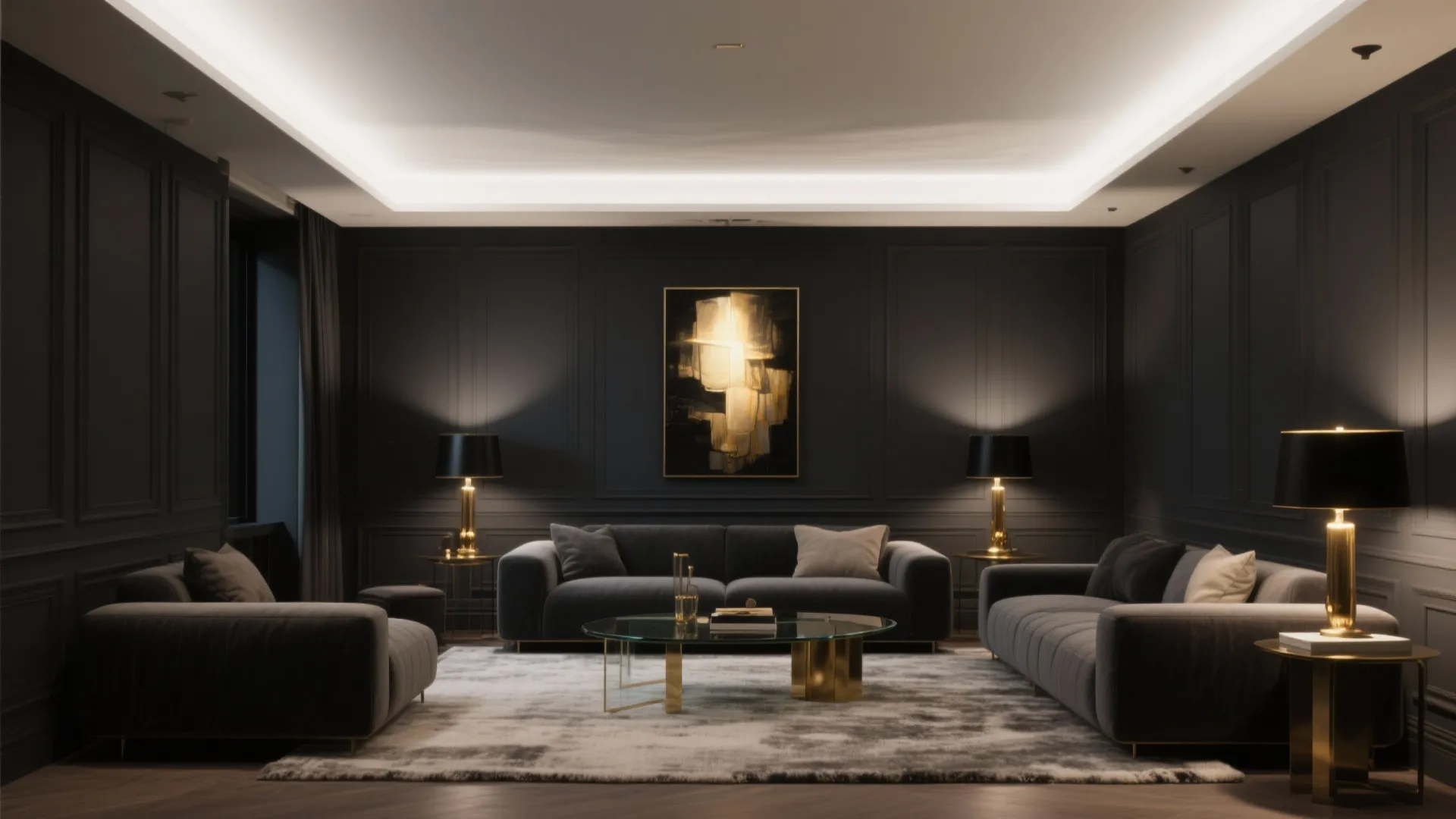 Cozy Charcoal Cocoon + Bright Ceiling