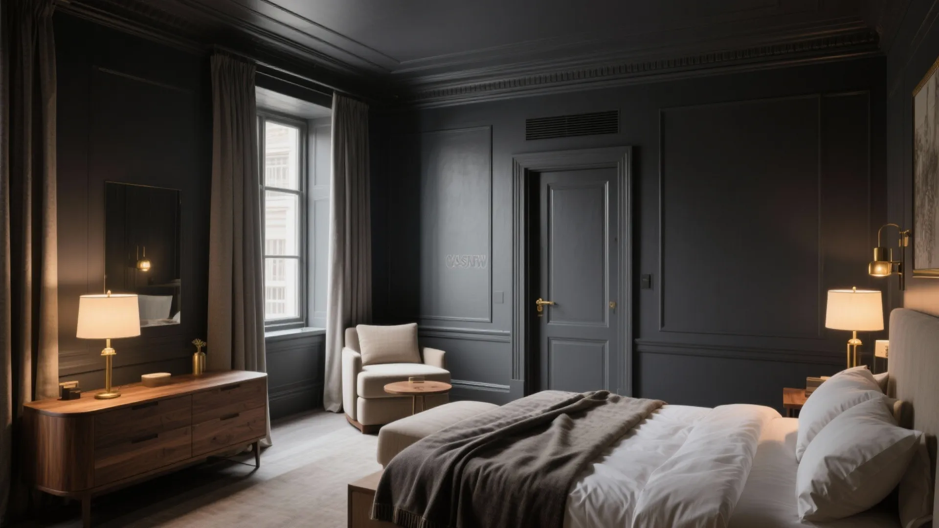 Moody Charcoal for a Cocooning Guest Suite