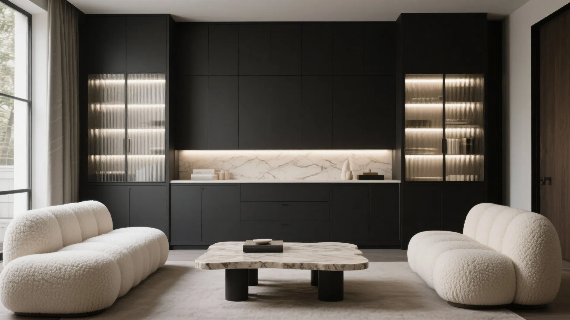 Charcoal + Cream with Bouclé and Stone