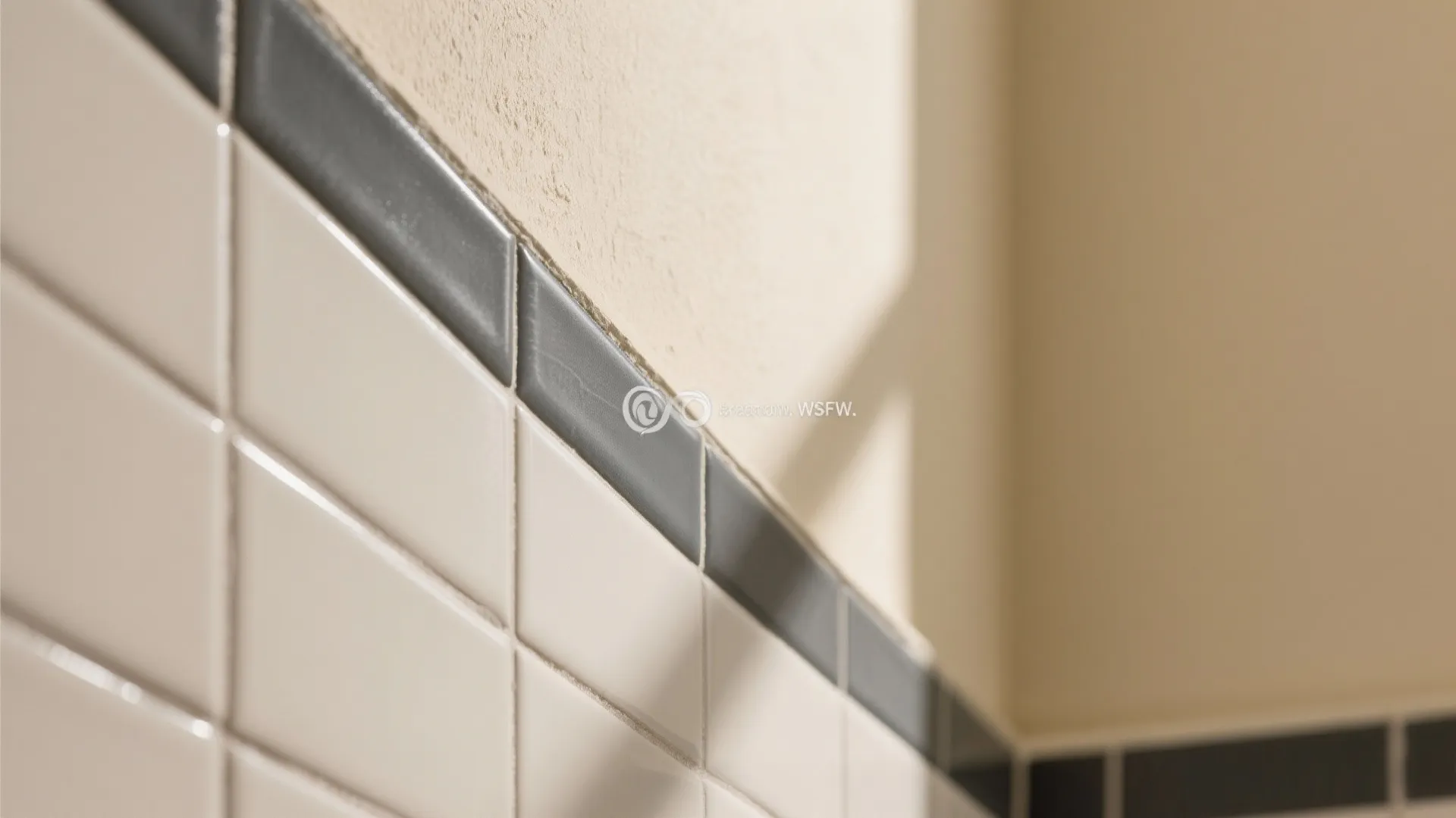 Charcoal Grout + Warm Cream Walls (High Contrast without Harshness)