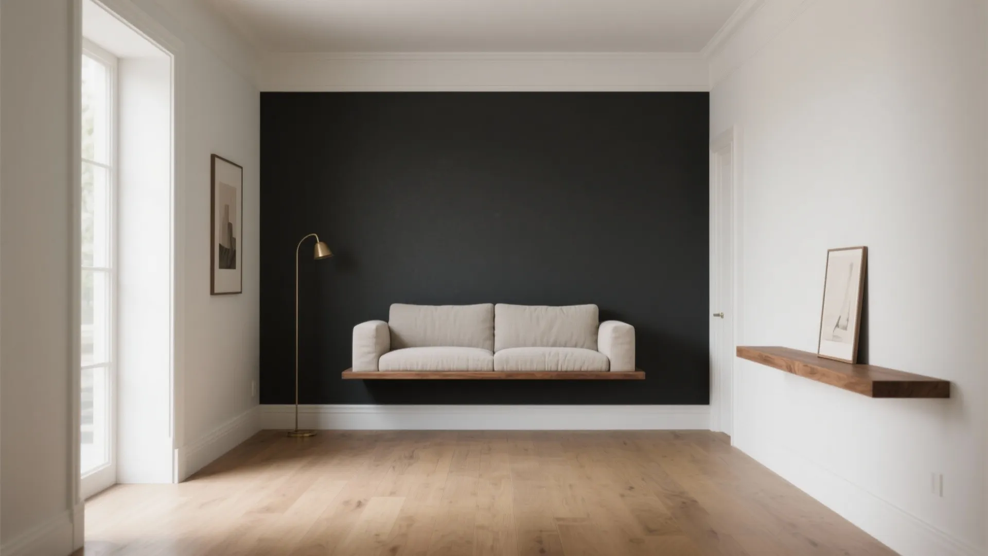Moody minimalism with a deep charcoal feature