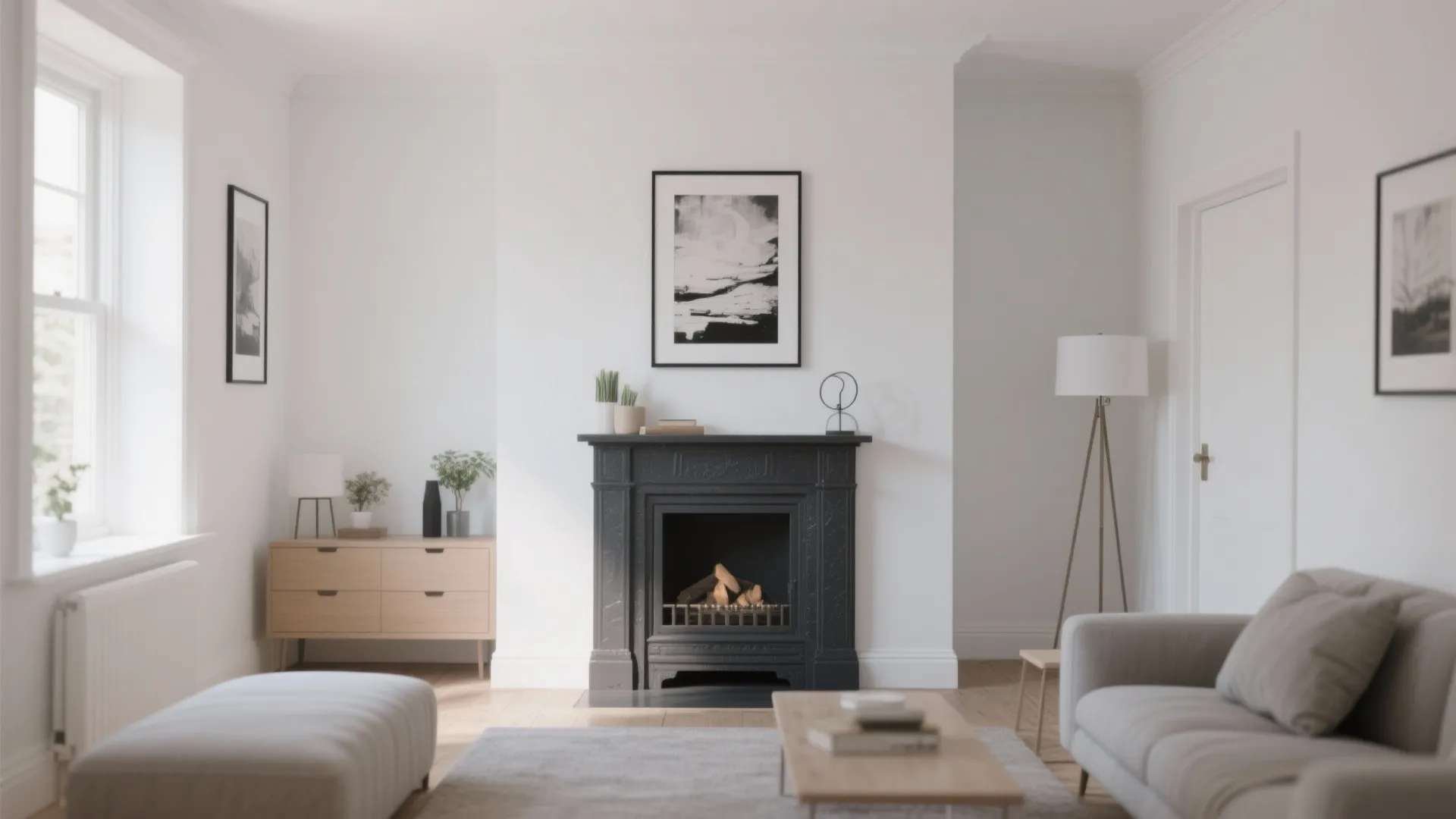 5. White Walls with Charcoal Feature