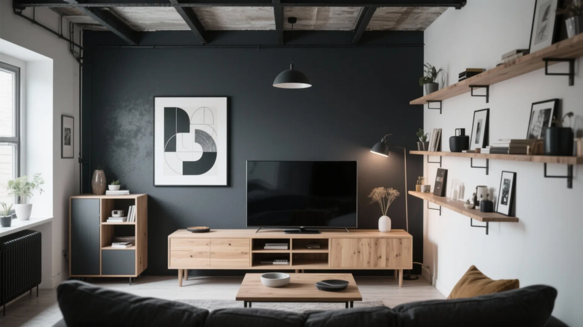 2. Charcoal Feature Wall