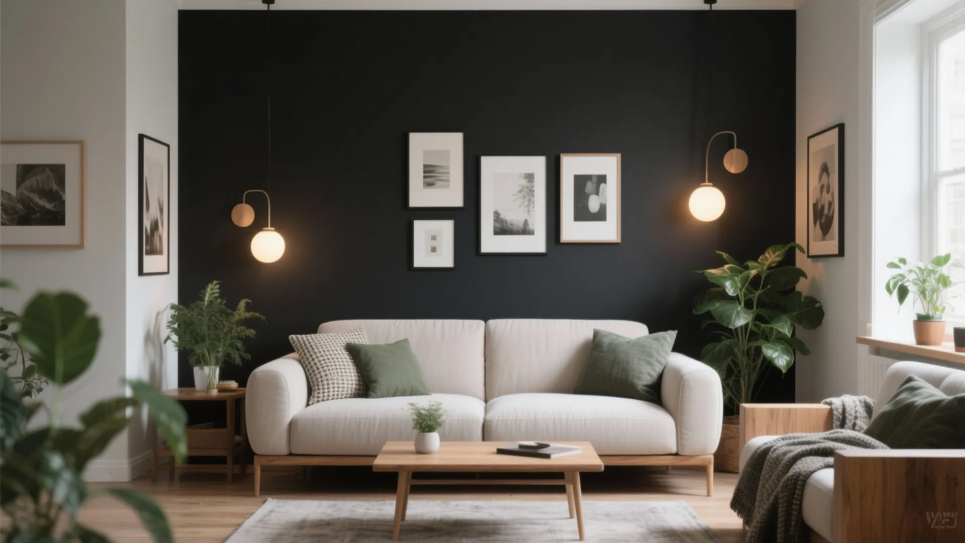 Soft Black or Charcoal to Frame the Space