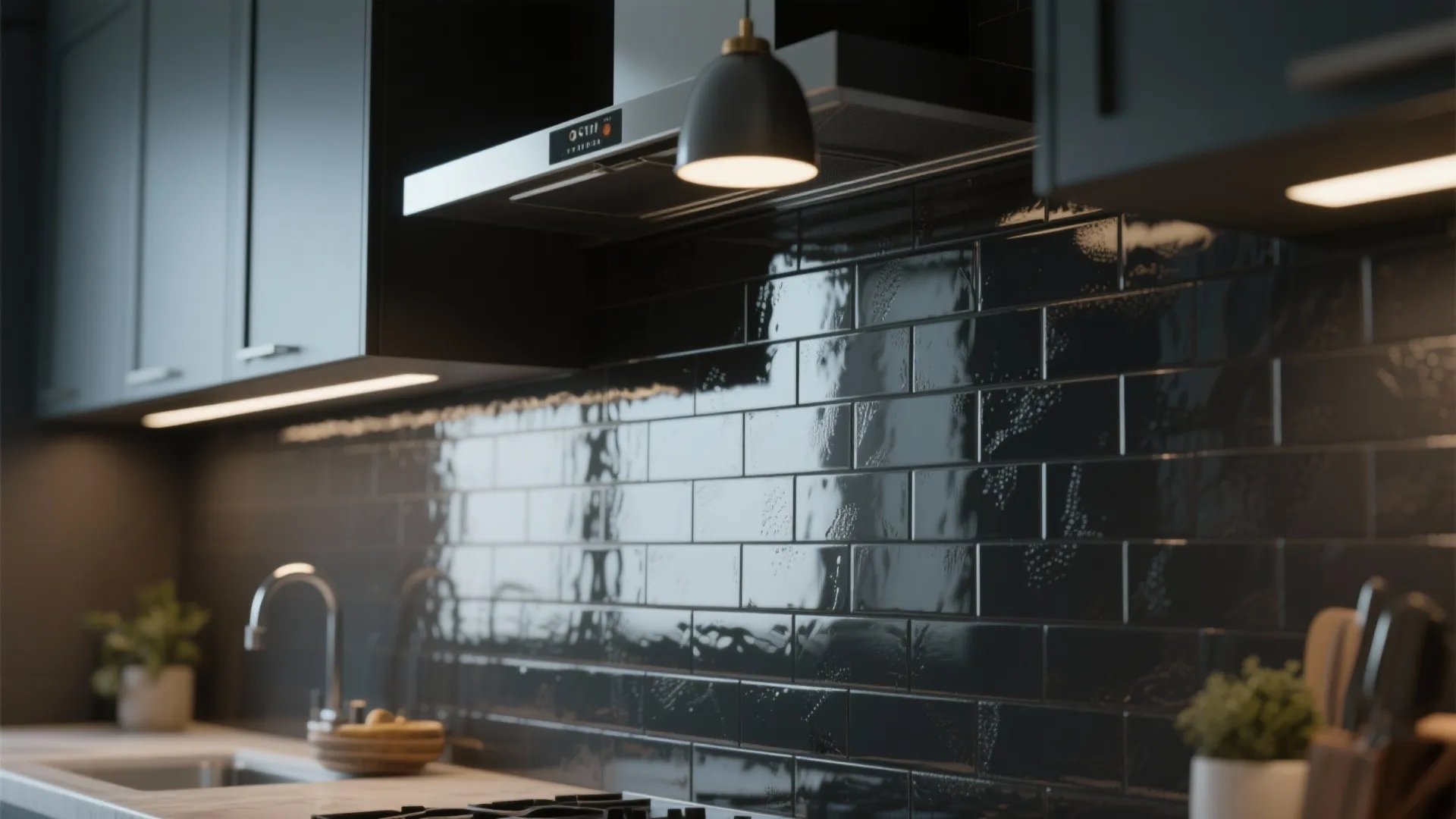 3. Glossy charcoal glass for drama