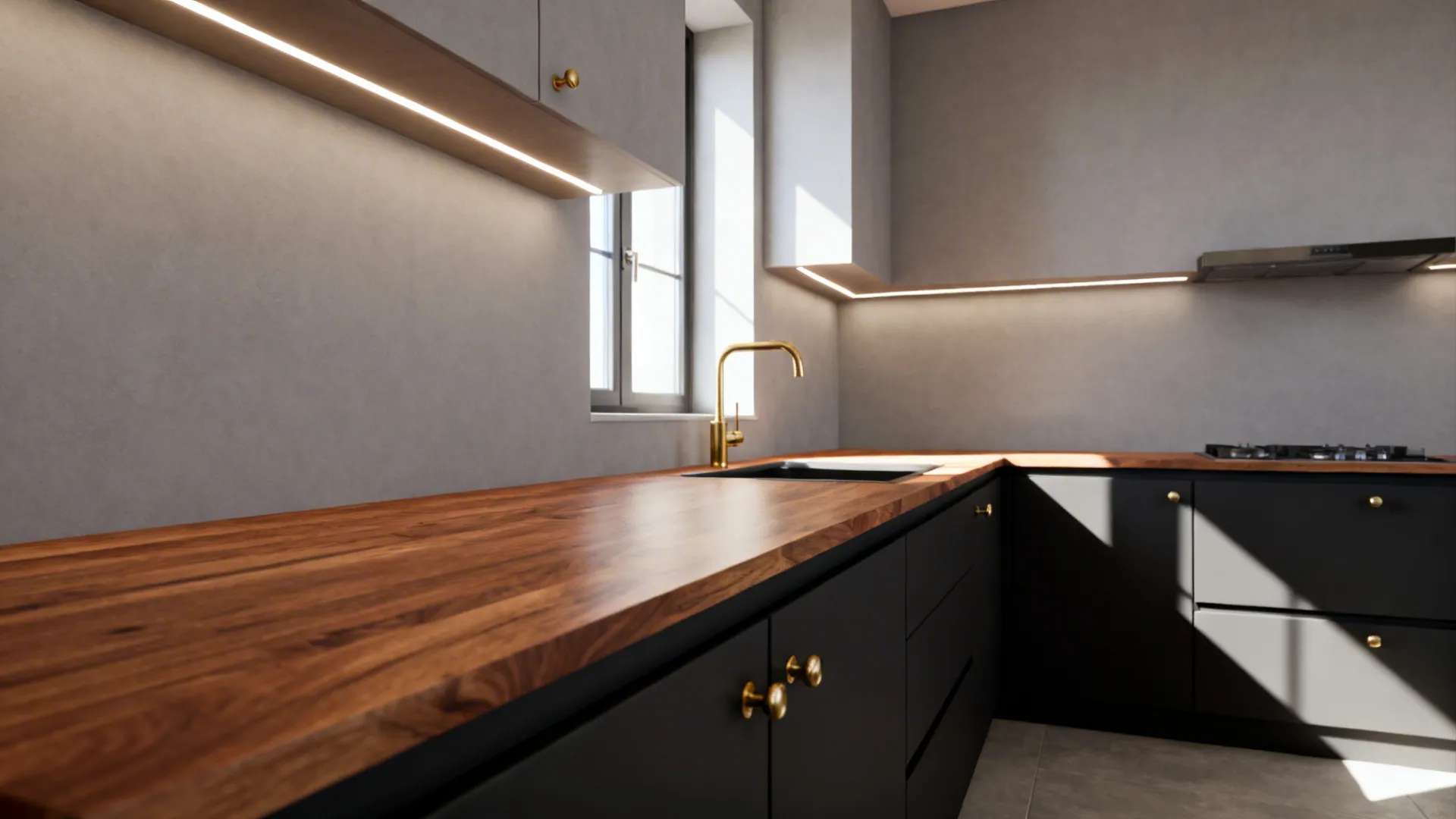 3. Charcoal Cabinets + Pale Gray Walls