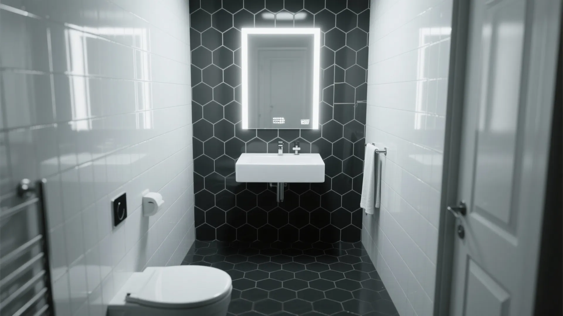 4. Charcoal hexagon tiles for contrast