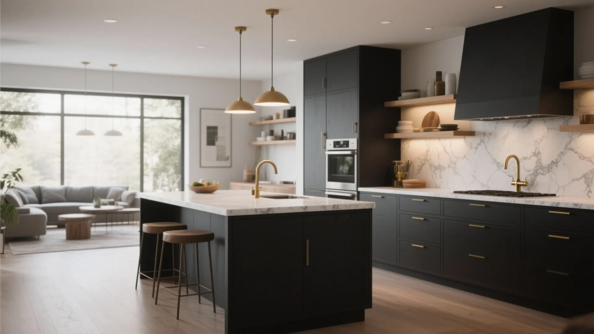 4. Charcoal in the kitchen — moody cabinetry and clever contrast