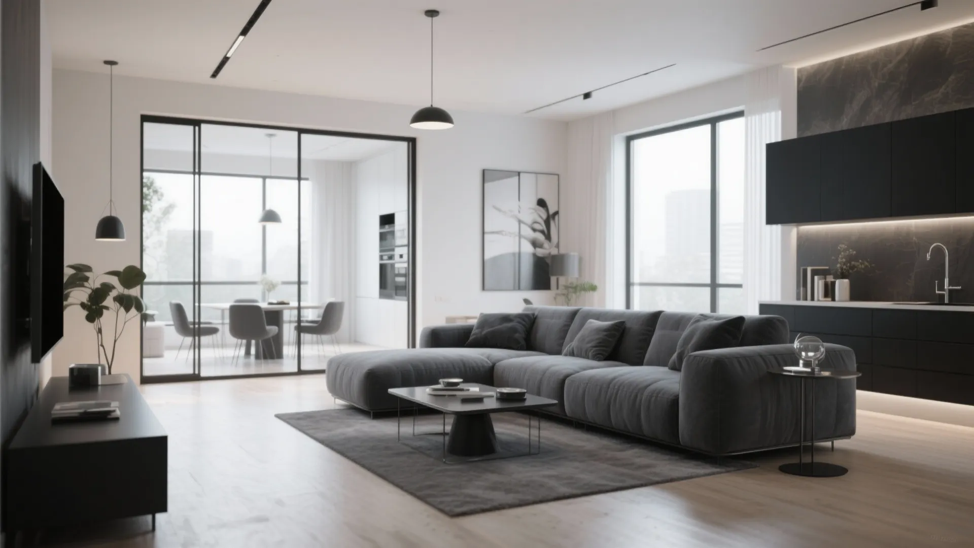 6. L-Shaped Sofa in Charcoal Grey