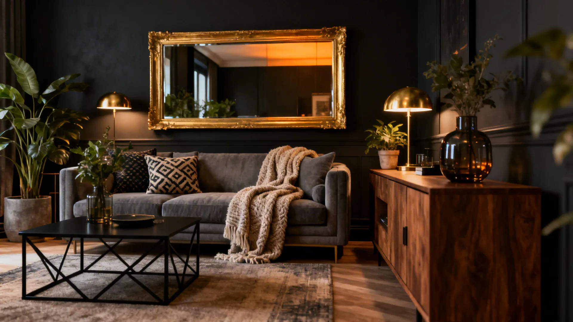 Black, Gray & Gold Living Room Ideas