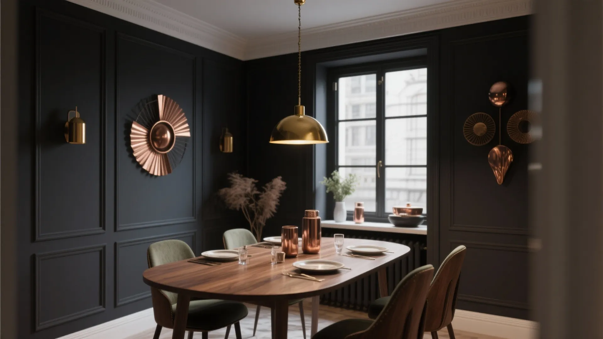 10. Charcoal with Metallic Accents