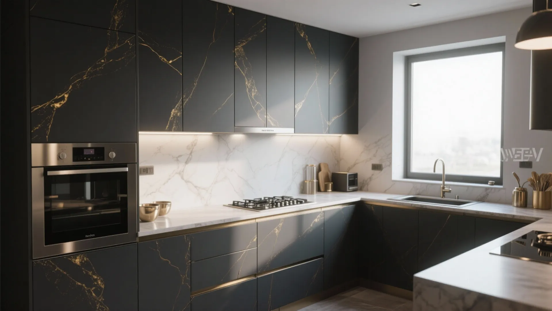 Charcoal Panels with Metallic Accents
