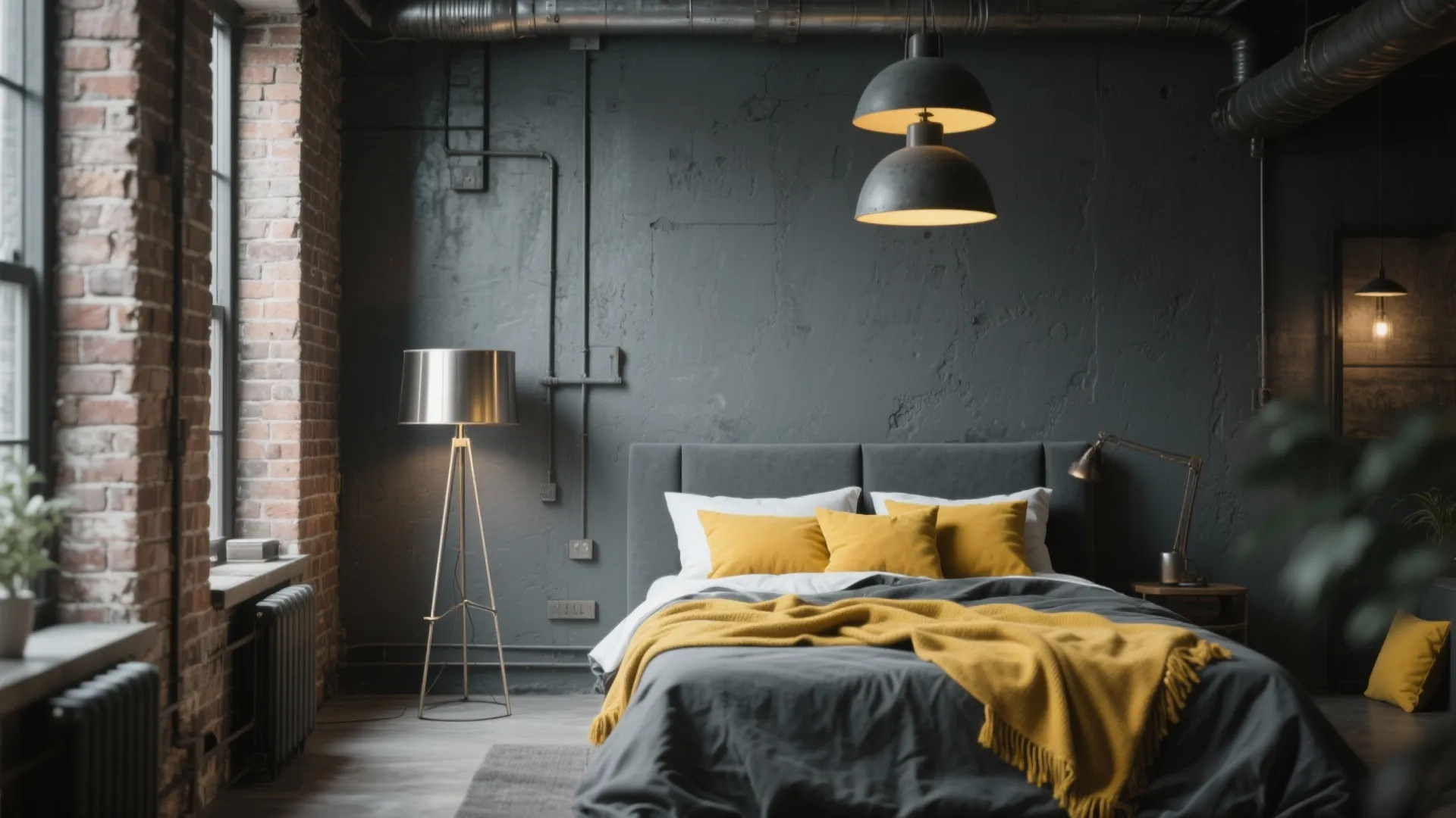 2. Charcoal Gray & Mustard