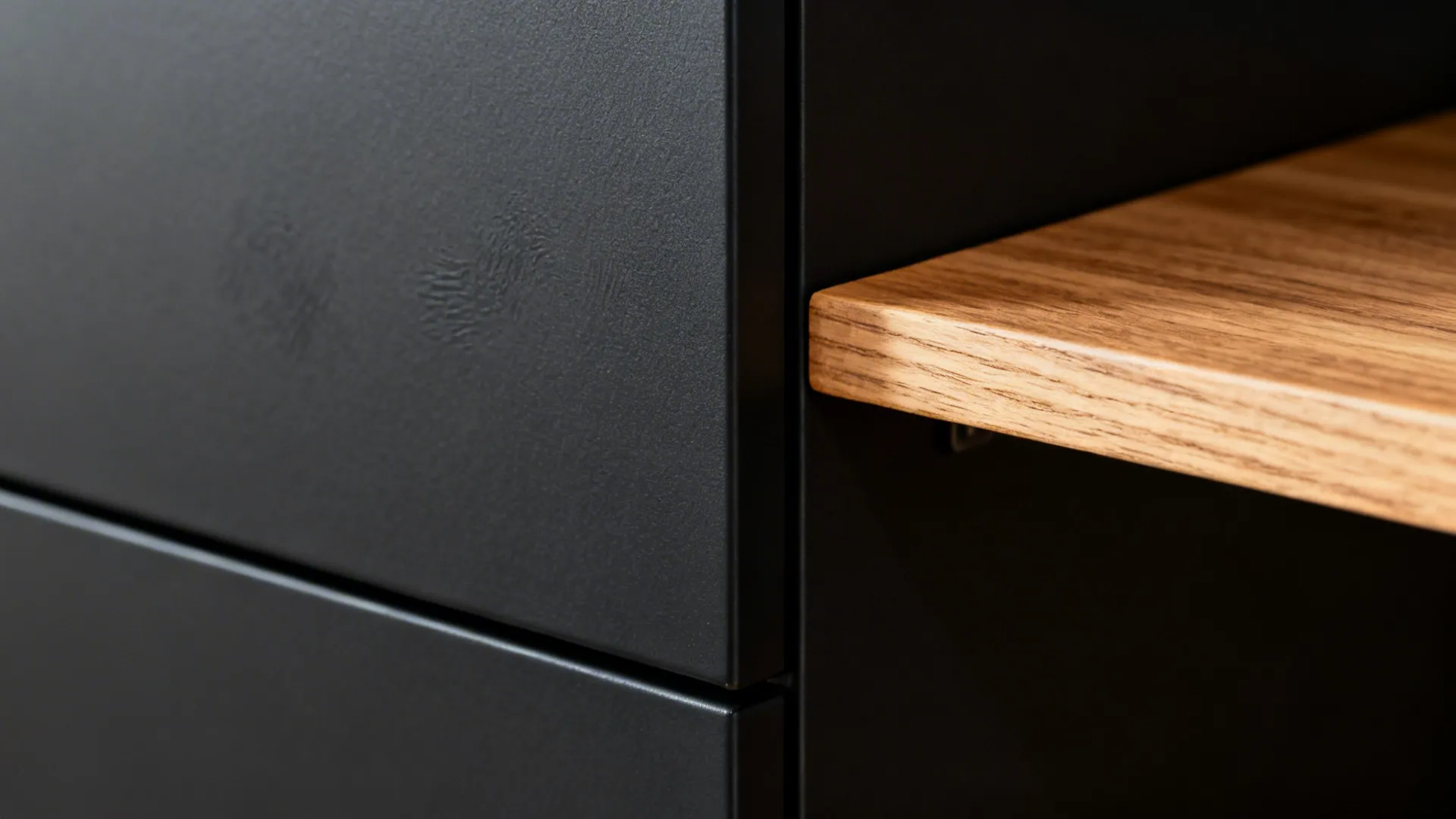 Idea 4: Charcoal Slab with Wood Accents