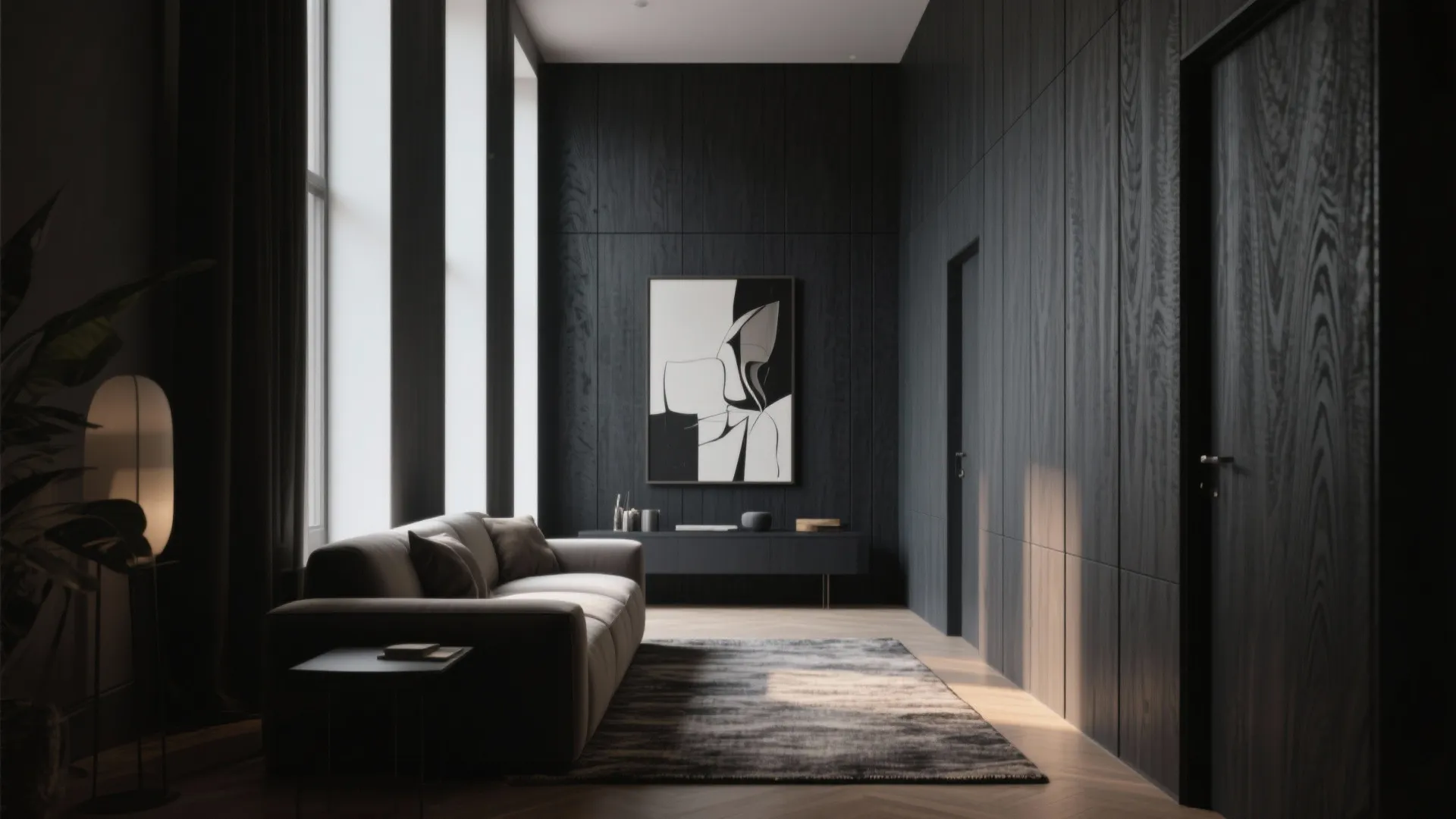 2. Charcoal Paneling for Height