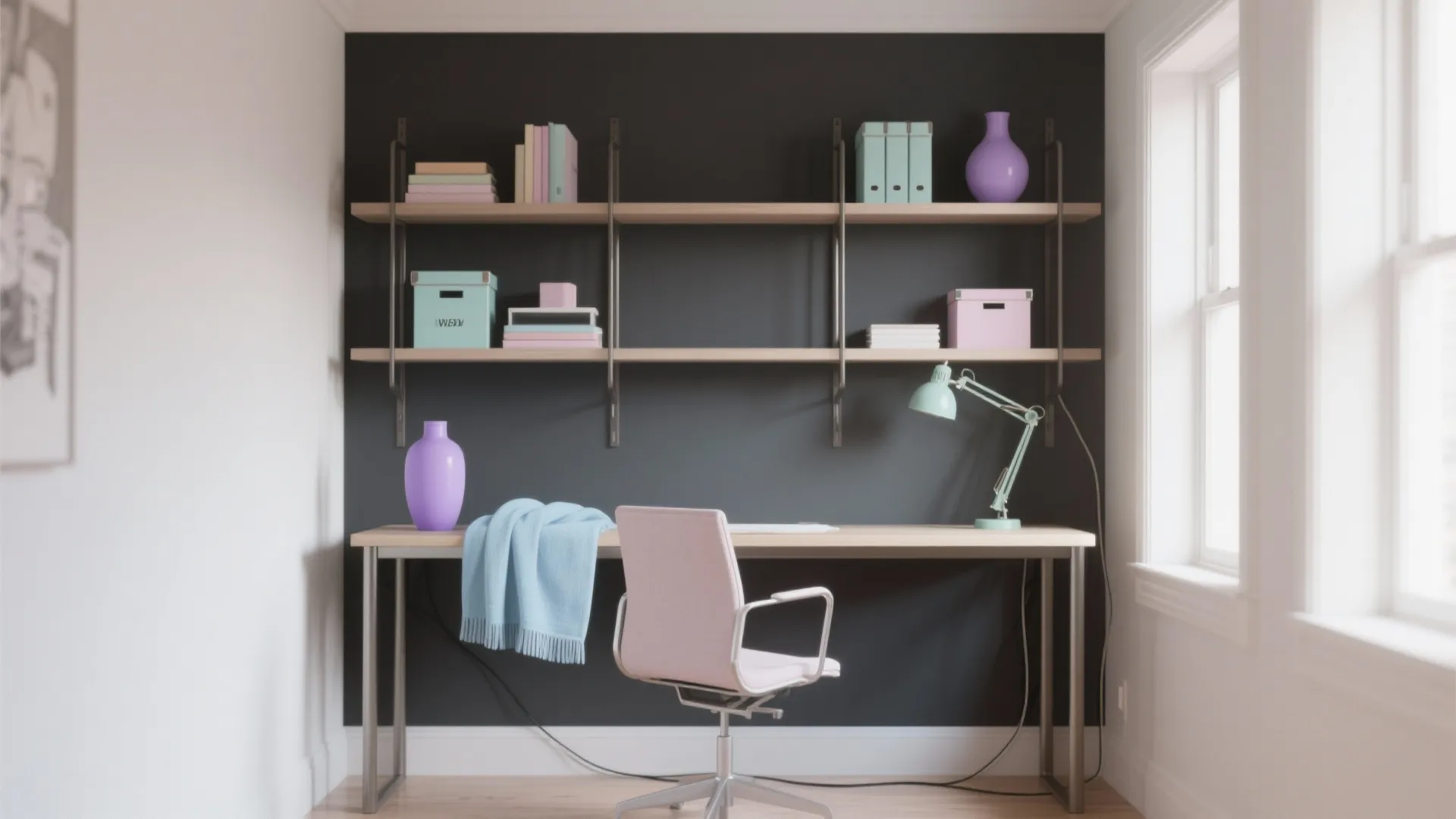 5) Charcoal Gray + Powder Pastels (Blue, Lilac, or Mint) for Modern Balance