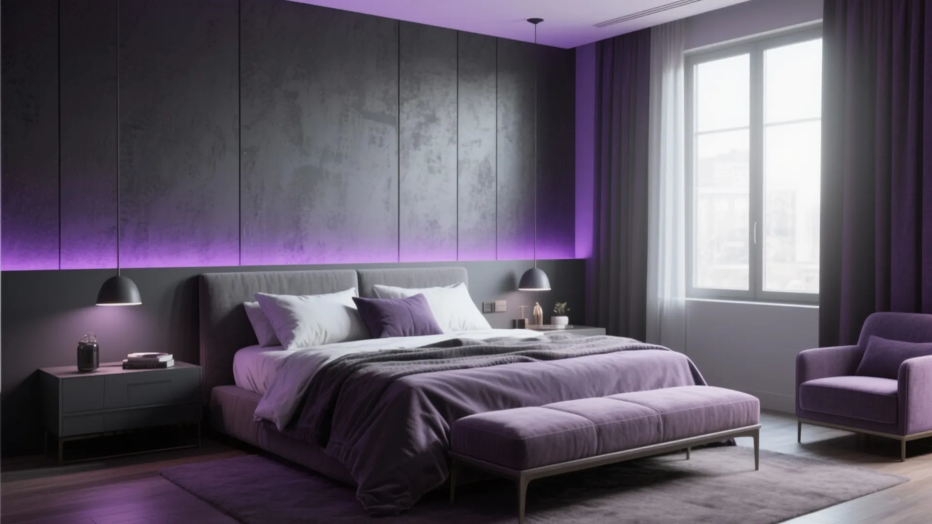 2. Charcoal and Purple Combination