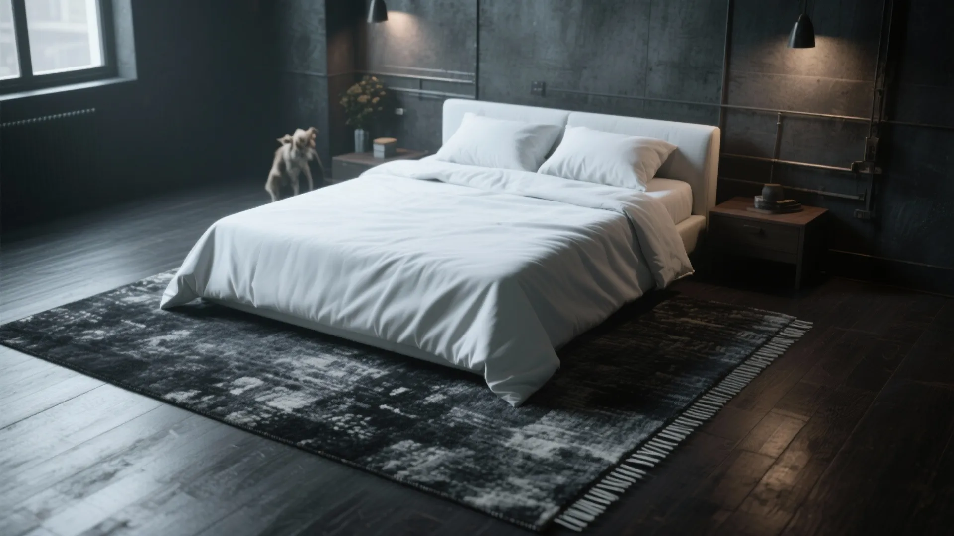 3. Introduce Contrast with Dark Flooring or Rugs