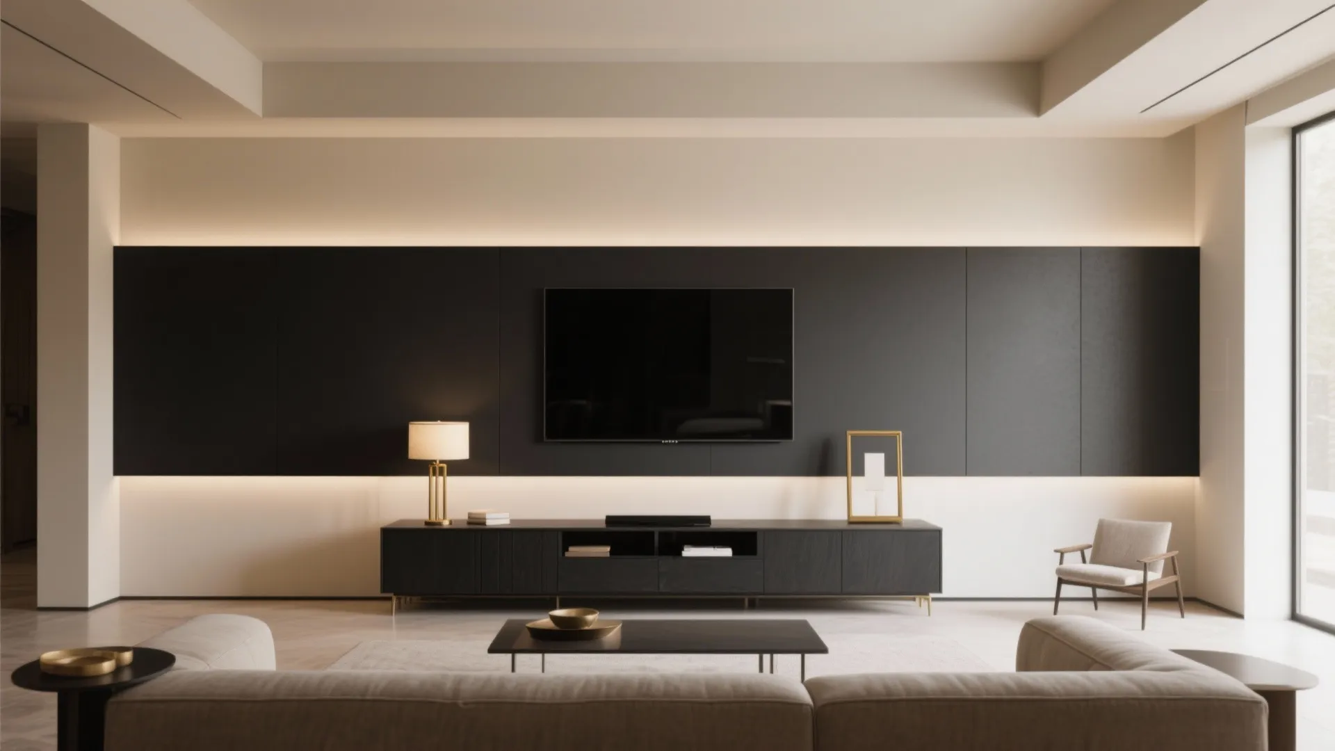 High-Contrast Colour Blocking: Charcoal, Sand, and Brass