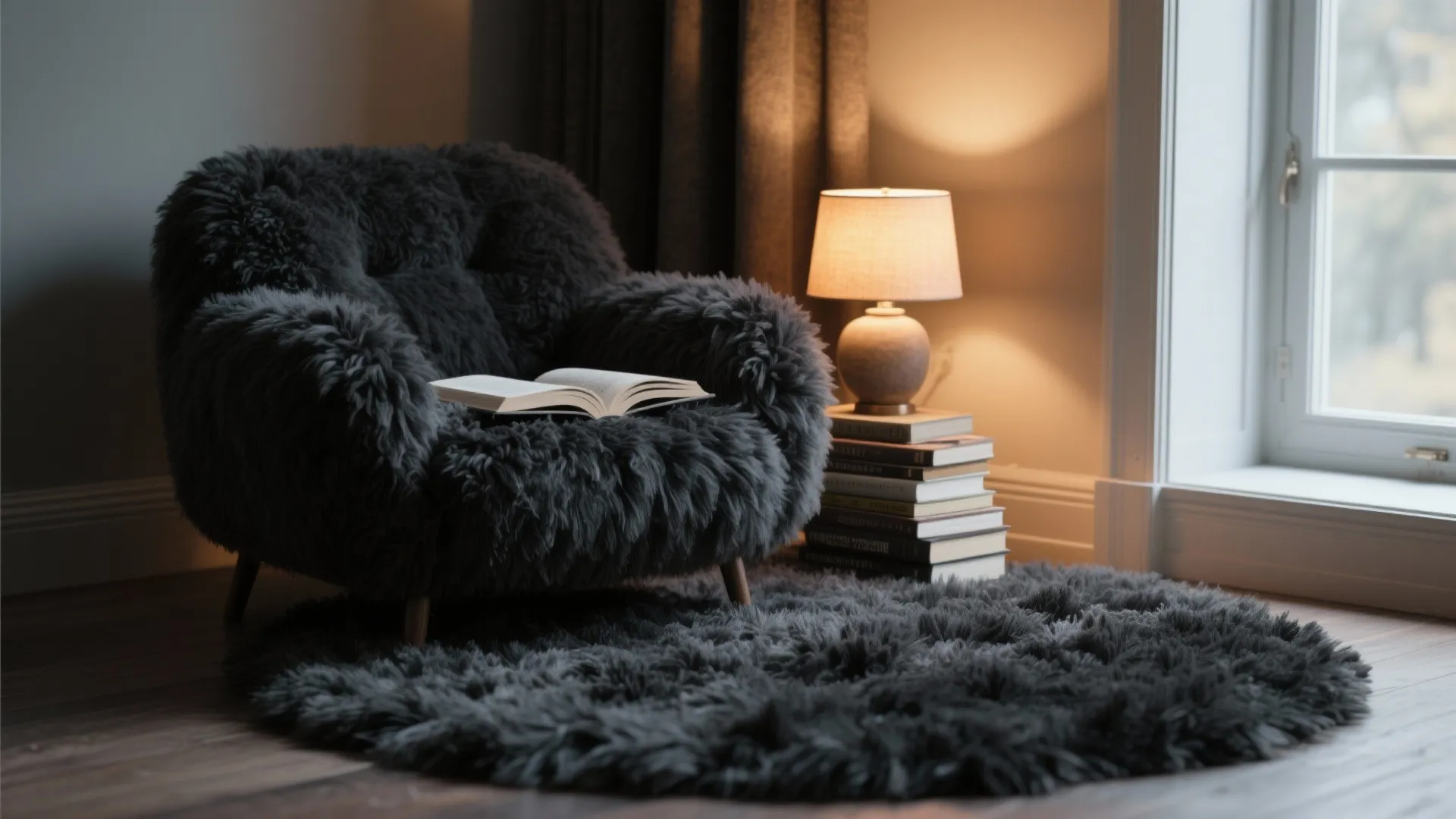 3. Charcoal shag for cozy corners
